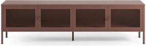 Bordowa metalowa szafka pod TV 160x50x35 cm Fayna – Marckeric