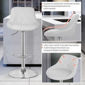 MIADOMODO Stołek barowy 2 szt, bez podłokietnika, biały