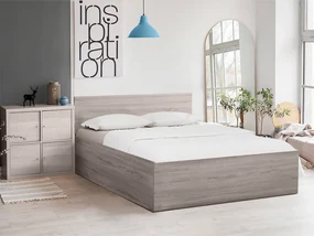 Łóżko SOFIA 180 x 200 cm, dąb truflowy Stelaż: Ze stelażem listwowym rolowanym, Materac: Materac Somnia 18 cm