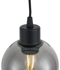 Nowoczesna lampa wisząca czarna ze szkłem dymnym do systemu szynowego 1-fazowego - Iconic Lava Nowoczesny Oswietlenie wewnetrzne