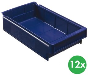 Regałowe pojemniki z tworzywa sztucznego MAX typ E - 230 x 400 x 100 mm, 12 szt.