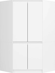 Szafa narożna AKORD S100 Biała 100 cm 4 drzwi fronty kolor Biały mat 6 półek 100x50x180 cm