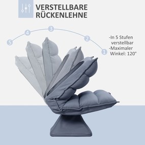 HOMCOM Krzesło Podłogowe z Regulowanym Oparciem Obrotowe do Medytacji 62x70x95 cm Szare | Aosom PL