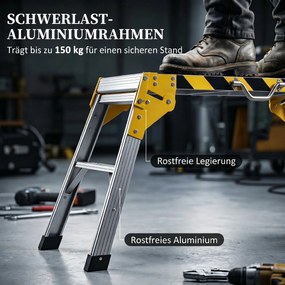 HOMCOM Składany stół warsztatowy z aluminium z uchwytem, antypoślizgowy, 150 kg, 110 x 32 x 50 cm | Aosom PL