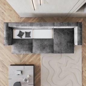 Masseno Narożnik TOLMO z funkcją spania i pojemnikiem na pościel Narozniki L, Rozkładana sofa - Szary, MONOLITH 85