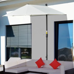 Outsunny Półokrągły Parasol 1,9 x 2 m Podwójny Parasol z Ręczną Korbą, Kremowy | Aosom PL