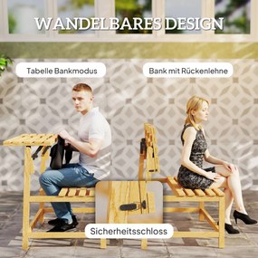 Outsunny 2-osobowa Ławka Ogrodowa z Drewna, odporna na warunki pogodowe, 110x61x89cm, Teak