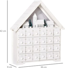 Kalendarz świąteczny 24 szufladki z oświetleniem LED, konstrukcja 2 w 1, MDF | Aosom PL