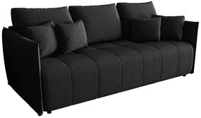 Czarna welurowa sztruksowa sofa rozkładana T8-L10