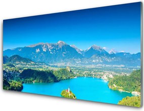 Panel Szklany do Kuchni Odbicie Szczytów w Jeziorze