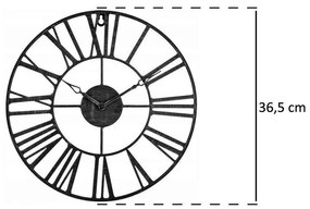 Zegar ścienny z cyframi rzymskimi, Ø 37 cm