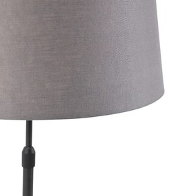 Lampa stołowa regulowana czarna klosz lniany ciemnoszary 35cm - ParteWiejski/ Rustykalny / Vintage Oswietlenie wewnetrzne