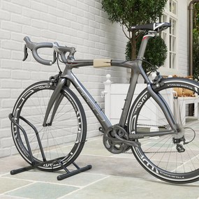 SPORTNOW Stojak rowerowy ze stali do parkowania rowerów stojak podłogowy do użytku wewnętrznego i zewnętrznego 59x41x38 cm Czarny | Aosom PL