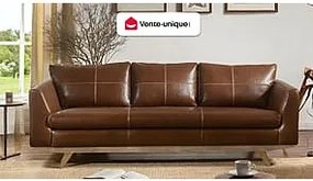 Kanapa 3-osobowa z postarzanej skóry ALEGAN - Kolor: brązowy