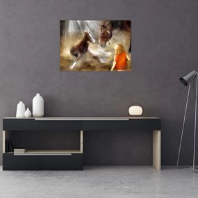 Obraz na szkle - Witaj na świecie, źrebaku (70x50 cm)