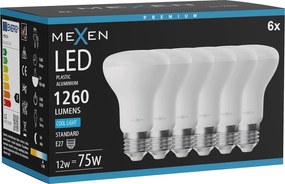 Mexen Nova 6x żarówka LED E27, R63, 12W, Zimna - 6500K, 1260 lm - L104-E27-1265-01x06