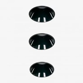 Pack 3 Wpuszczanych Downlightów Led Bezramkowych Trimless, Okrągłych Ø3,6 Cm, Wykonanych Z Aluminium Luisiana Biała Ciepła 2700 K & Czarna & 3 W & 19º