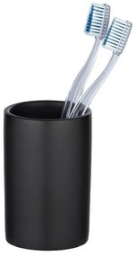 Matowy czarny ceramiczny kubek na szczoteczki Wenko Polaris