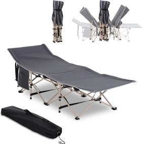 Outsunny Łóżko Kempingowe, Składane, Odporna na Warunki Atmosferyczne, z Torbą, 190 x 68 x 52 cm, Szare