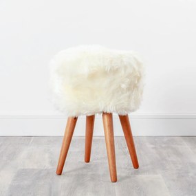 Stołek z białym siedziskiem z owczej skóry Native Natural, ⌀ 30 cm