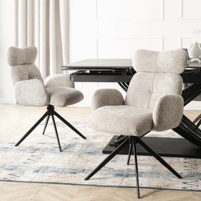 Krzesło Tapicerowane Obrotowe ALVARO Szare Boucle Nowoczesne