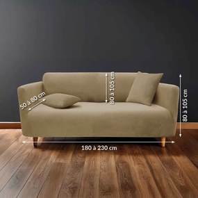 Brązowy elastyczny pokrowiec na sofę 3-osobowy Sacha – douceur d'intérieur