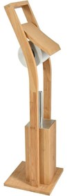 MSV Bambusowy stojak na papier toaletowy zeszczotką 16 x 29 x 70 cm
