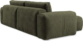 Zielony rozkładany narożnik z tkaniny szenilowej (lewostronny/z szezlongiem) Kuki – Makamii