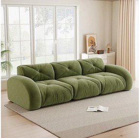 Canapé 3 places modulable en tissu chenille, 281x95x76cm, Vert