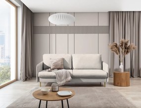 Kanapa z funkcją spania Taila - beżowa plecionka Loft 01 / złote nogi