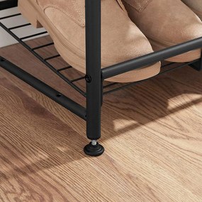 Regał na buty IRON, 4 półki, 68,5x27,5x65 cm, czarny SongmicsHome