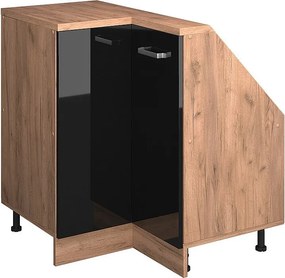 Narożna szafka kuchenna na dach skośny czarny wysoki połysk 75.6x75.6x81.6 r-line
