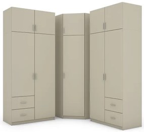 Szafa narożna z półkami i szufladami 189 x 240 cm – Kaszmirowy Beż