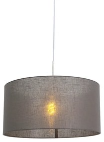 Lampa wisząca biała klosz szary 50cm - Combi Nowoczesny Oswietlenie wewnetrzne