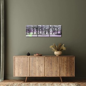 Obraz - Łodka na jeziorze (z zegarem) (90x30 cm)