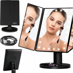 Lusterko Do MAKIJAŻU Powiększające 3X Kosmetyczne PODŚWIETLANE LED | VOLAN