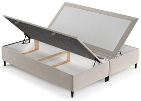 Kremowe tapicerowane łóżko dwuosobowe ze schowkiem 200x200 cm Tate – Maison de Rêve