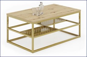 Ława z półkami w stylu glamour dąb artisan + złoty - Hila 3X
