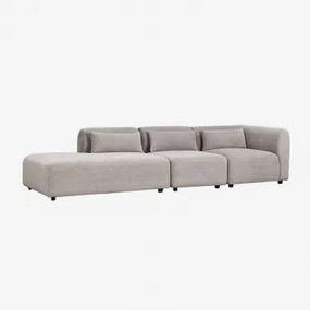 Sofa Modułowy Narożny 3-częściowy Z Lewym Szezlongiem Fogler Sztruks Jasny Szary Taupe - Sklum