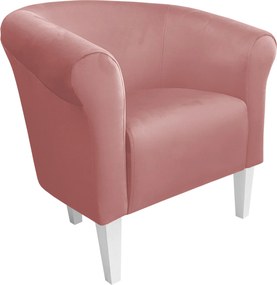 Fotel Milo tkanina Welur wygodny fotel tapicerowany do salonu i sypialni : Kolor nogi - Biała, Kolor tkaniny - VELVET - MG58, Wysokość nogi - 20 cm