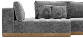 Rozkładana sofa narożna Morani, drewno dębowe, 420x150x71cm