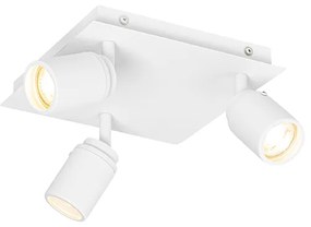 Inteligentny reflektor łazienkowy biały kwadratowy 3-punktowy IP44 z 3 Wifi GU10 50mm - Ducha Nowoczesny Oswietlenie wewnetrzne