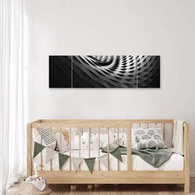 Abstrakcyjny obraz - czarno - biała spirala (170x50 cm)