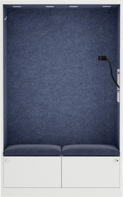 Szafa akustyczna do biura i szkoły Sally MentalBox, 115 x 40 x 185 cm, biały/granatowy