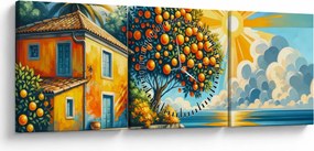 Obraz - Dom z pomarańczami I. (z zegarem) (90x30 cm)