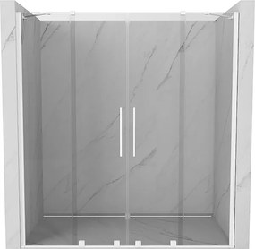 Mexen Velar Duo drzwi prysznicowe rozsuwane 200 cm, transparent, białe - 871-200-000-02-20