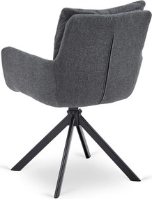 Krzesło Tapicerowane Obrotowe do Salonu PAUL Ciemnoszare Nowoczesne