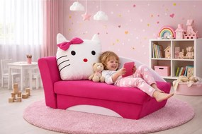 Dziecięcy tapicerowany tapczanik Tina Hello Kitty z funkcją spania
