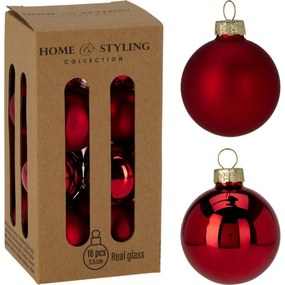 Zestaw 16 szt. ozdób choinkowych Crystal Harmony, czerwony, śr. 3,5 cm, szkło, śred. 3,5 cm