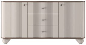 Komoda z szufladami Vesper 160 cm - kaszmir / orzech / czarne uchwyty / nogi kule